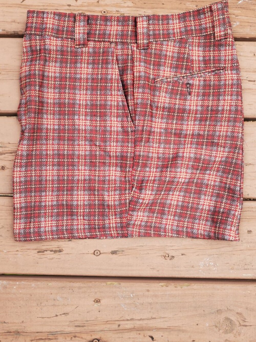 RE:Denim Plaid Upcycled Double Knit Skirt - Size 28 - Picture 7 of 13